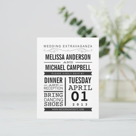  typografie RSVP-Briefkaart Uitnodiging Briefkaart (Staand voorkant)