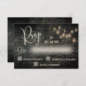 Typografie RSVP, Industrial Bricks,  Lights RSVP Kaartje (Voorkant / Achterkant)