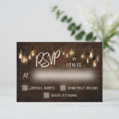 Typografie RSVP, industriële stenen, edisonlichten RSVP Kaartje (Staand voorkant)
