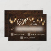 Typografie RSVP, industriële stenen, edisonlichten RSVP Kaartje (Voorkant / Achterkant)