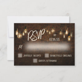 Typografie RSVP, industriële stenen, edisonlichten RSVP Kaartje