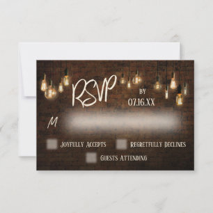 Typografie RSVP, industriële stenen, edisonlichten RSVP Kaartje