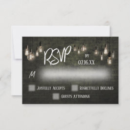 Typografie RSVP, industriële stenen, edisonlichten RSVP Kaartje