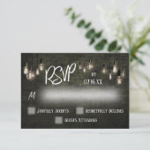 Typografie RSVP, industriële stenen, edisonlichten RSVP Kaartje (Staand voorkant)