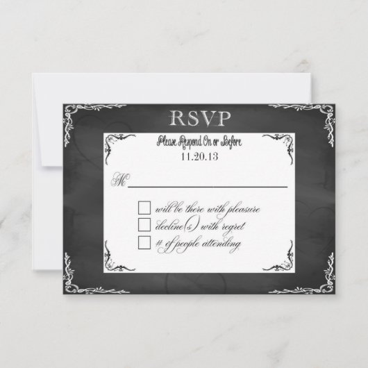 Typografie RSVP van het bruiloft-/civiel karton Kaartje (Voorkant)