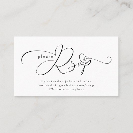  Typografie RSVP voor online respons Visitekaartje (Voorkant)