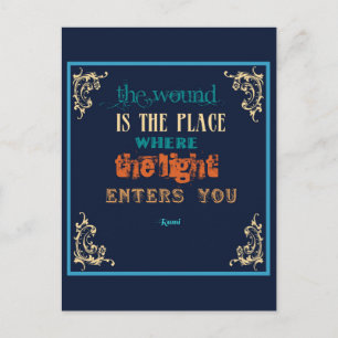 Typografie Rumi Quote - De wond Briefkaart