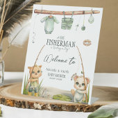 Typografie Rustic Fisherman Baby shower Reclamebord Met Voetstuk