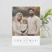 Typografie Rustic Grey Blessed Christmas Foto Feestdagenkaart (Staand voorkant)