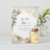 Typografie Rustic Mason Jar Wedding Save The Date (Staand voorkant)