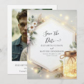 Typografie Rustic Mason Jar Wedding Save The Date (Voorkant / Achterkant)