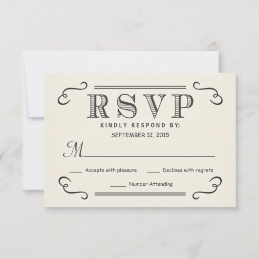  typografie Rustic RSVP Wedding Reply Kaartje (Voorkant)