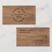 typografie rustiek donkerhout modern minimalistis visitekaartje (Voorkant / Achterkant)