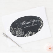  Typografie rustiek krijtbord dank u Ovale Sticker (Envelop)