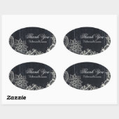  Typografie rustiek krijtbord dank u Ovale Sticker (Vel)