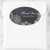  Typografie rustiek krijtbord dank u Ovale Sticker (Tas)