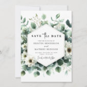 Typografie Rustieke Eucalyptus Digitale bruiloft Save The Date (Voorkant)