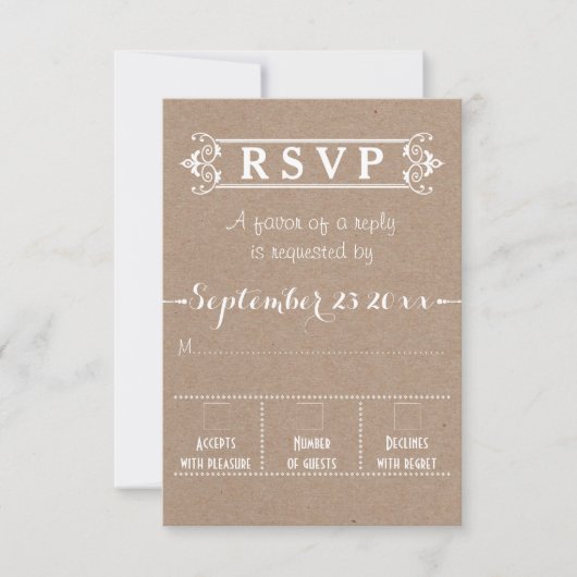  typografie rustieke Kraft papier bruiloft RSVP (Voorkant)
