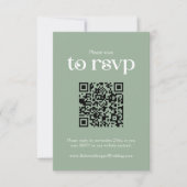 Typografie Sage Green QR code Bruiloft RSVP Kaartje (Voorkant)