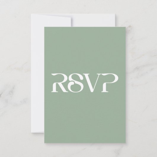 Typografie Sage Green QR code Bruiloft RSVP Kaartje (Achterkant)
