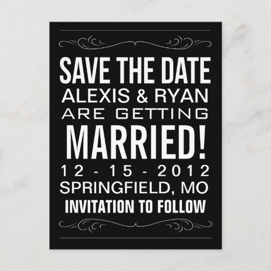  typografie Save the Date Briefkaart (Voorkant)