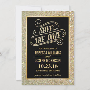Typografie Save the Date Gold Glitter Sparkles