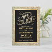 Typografie Save the Date Gold Glitter Sparkles (Staand voorkant)