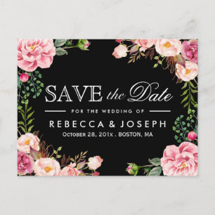 Typografie Save the Date Modern Romantisch Bloemen Aankondigingskaart