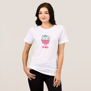 Typografie Schattige als Hell Cat Cupcake T-shirt