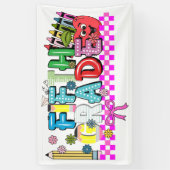 Typografie school vijfde klas spandoek (Verticaal)