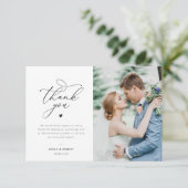 Typografie script aangepaste foto bruiloft bedankkaart (Staand voorkant)