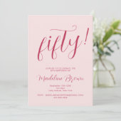 Typografie Script Blush Pink 50ste verjaardag Kaart (Staand voorkant)