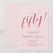 Typografie Script Blush Pink 50ste verjaardag Kaart (Voorkant / Achterkant)