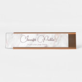 Typografie Script Elegant Modern Roze Goud Marmer Bureau Naambordje (Voorkant)