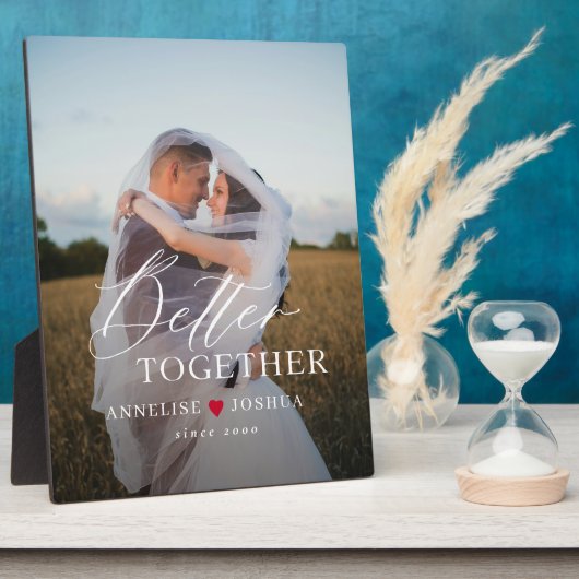 Typografie script gepersonaliseerde paar foto fotoplaat (Zijkant)