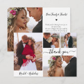 Typografie Script Hart 4 Foto Collage Bruiloft Bedankkaart (Voorkant / Achterkant)