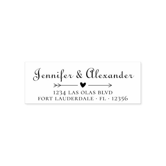 Typografie Script Hart Bruiloft Retouradres Zelfinktende Stempel (Design)