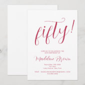 Typografie Script Magenta 50ste verjaardag Kaart (Voorkant / Achterkant)