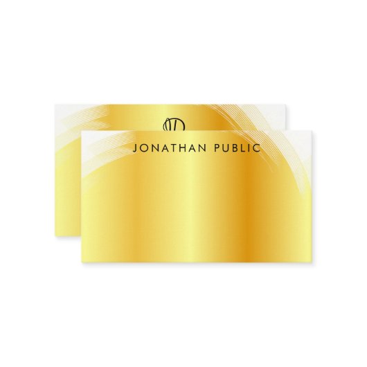 Typografie Script Monogramed Elegant Faux Gold Notitiekaartje (Voorkant / Achterkant in situ)