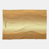 Typografie Script Naam Elegant Zwart en Goud Theedoek (Horizontaal)