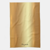 Typografie Script Naam Elegant Zwart en Goud Theedoek (Verticaal)