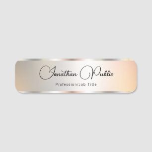 Typografie Script Name Faux Silver Sjabloon Trendy Naamplaatje