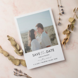 Typografie Script Photo Wedding Sla de datum op Magnetische Uitnodiging