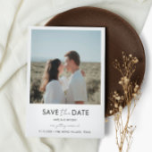 Typografie Script Photo Wedding Sla de datum op Magnetische Uitnodiging