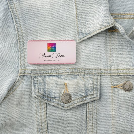 Typografie Script Roos Gold Glitter Look Sjabloon Naamplaatje (In situ)