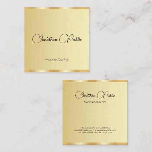  Typografie Script Sjabloon Faux Gold Vierkante Visitekaartje (Voorkant / Achterkant)