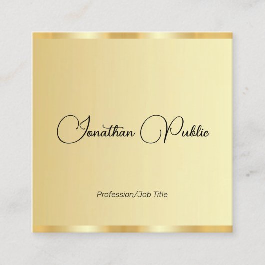 Typografie Script Sjabloon Faux Gold Vierkante Visitekaartje (Voorkant)
