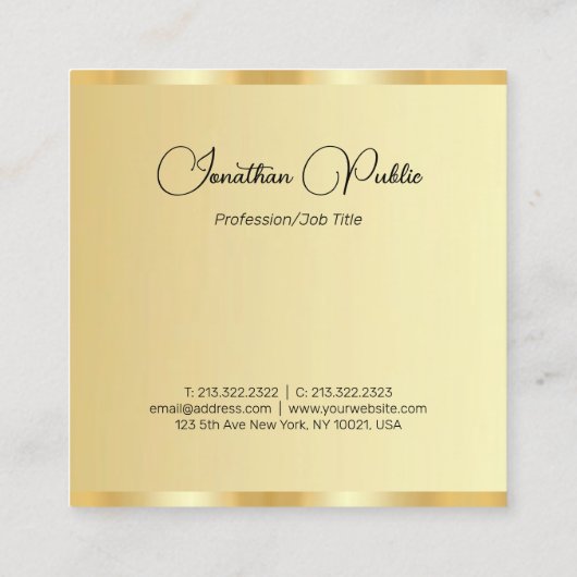  Typografie Script Sjabloon Faux Gold Vierkante Visitekaartje (Achterkant)