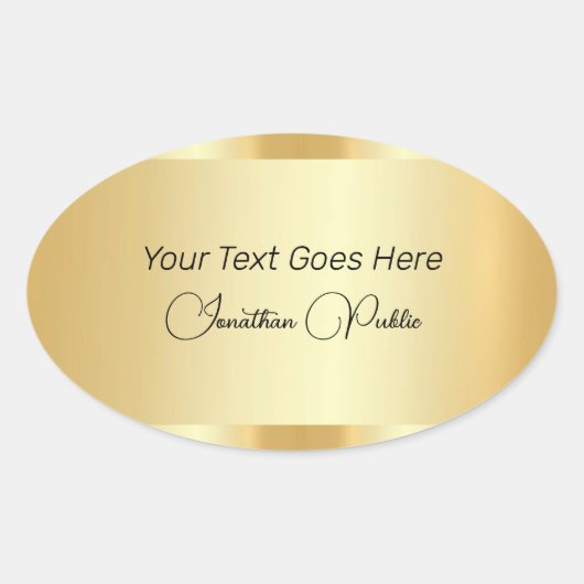 Typografie Script Sjabloon Trendy Faux Gold Ovale Sticker (Voorkant)