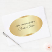 Typografie Script Sjabloon Trendy Faux Gold Ovale Sticker (Envelop)